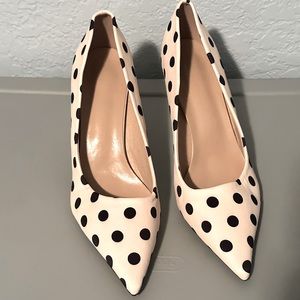 White and black polka dot heels!